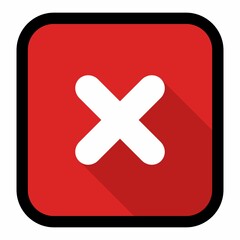 Wrong marks, Cross marks, Rejected, Disapproved, No, False, Not Ok, Wrong Choices, Task Completion, Voting. - vector mark symbols in red. Black stroke and shadow design. Isolated icon.