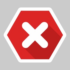 Fototapeta premium Wrong marks, Cross marks, Rejected, Disapproved, No, False, Not Ok, Wrong Choices, Task Completion, Voting. - vector mark symbols in red. White stroke and shadow design. Isolated icon.