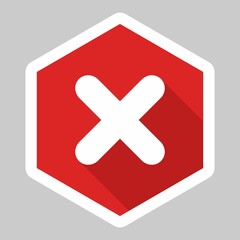 Obraz premium Wrong marks, Cross marks, Rejected, Disapproved, No, False, Not Ok, Wrong Choices, Task Completion, Voting. - vector mark symbols in red. White stroke and shadow design. Isolated icon.