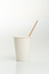Bamboo drinking straws with Zero - waste. Ecological concept. Concept zero waste. Selective focus, copy space. white background.