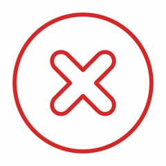 Wrong marks, Cross marks, Rejected, Disapproved, No, False, Not Ok, Wrong Choices, Task Completion, Voting. - vector mark symbols in red. Isolated icon.
