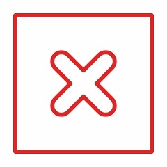 Wrong marks, Cross marks, Rejected, Disapproved, No, False, Not Ok, Wrong Choices, Task Completion, Voting. - vector mark symbols in red. Isolated icon.