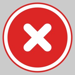 Wrong marks, Cross marks, Rejected, Disapproved, No, False, Not Ok, Wrong Choices, Task Completion, Voting. - vector mark symbols in red. Isolated icon.