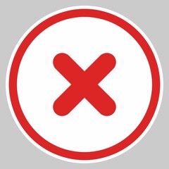 Wrong marks, Cross marks, Rejected, Disapproved, No, False, Not Ok, Wrong Choices, Task Completion, Voting. - vector mark symbols in red. Isolated icon.