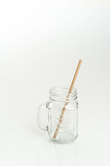 Bamboo drinking straws with Zero - waste. Ecological concept. Concept zero waste. Selective focus, copy space. white background.