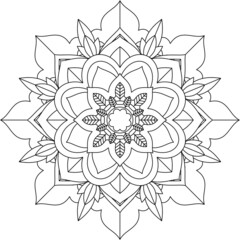 Easy Mandala coloring book simple and basic for beginners, seniors and children. Set of Mehndi flower pattern for Henna drawing and tattoo. Decoration in ethnic oriental, Indian style.