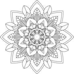 Easy Mandala coloring book simple and basic for beginners, seniors and children. Set of Mehndi flower pattern for Henna drawing and tattoo. Decoration in ethnic oriental, Indian style.