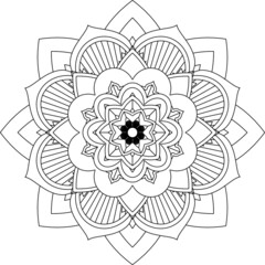 Easy Mandala coloring book simple and basic for beginners, seniors and children. Set of Mehndi flower pattern for Henna drawing and tattoo. Decoration in ethnic oriental, Indian style.