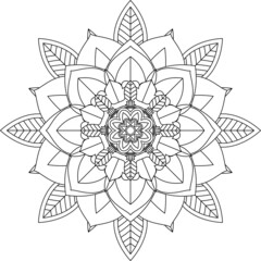 Easy Mandala coloring book simple and basic for beginners, seniors and children. Set of Mehndi flower pattern for Henna drawing and tattoo. Decoration in ethnic oriental, Indian style.