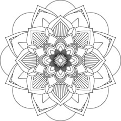 Easy Mandala coloring book simple and basic for beginners, seniors and children. Set of Mehndi flower pattern for Henna drawing and tattoo. Decoration in ethnic oriental, Indian style.