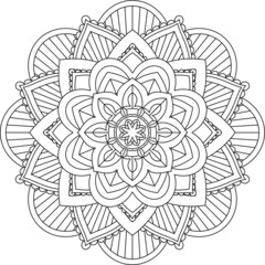 Easy Mandala coloring book simple and basic for beginners, seniors and children. Set of Mehndi flower pattern for Henna drawing and tattoo. Decoration in ethnic oriental, Indian style.