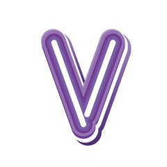 letter V in purple neon font