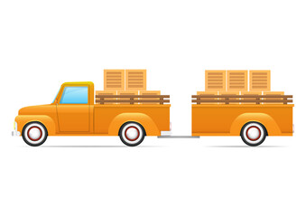 Yellow pickup truck side view. © syafak