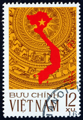 Postage stamp Vietnam 1976 map of Vietnam