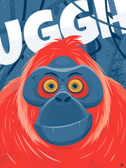 cartoon poster illustration of an orangutan ape © shockfactor