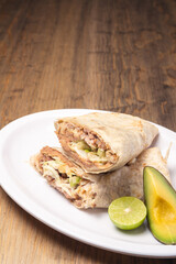 Traditional mexican gourmet food. Mexican food on table. Mexican burrito concept.