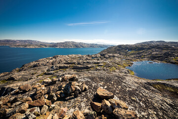 Beautiful arctic summer landscape on Barents sea