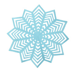 Beautiful light blue paper snowflake isolated on white