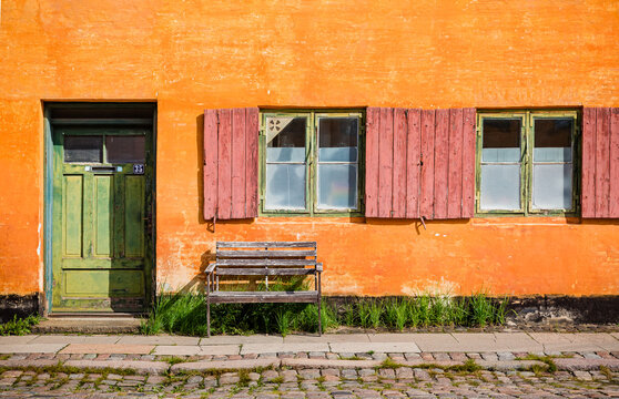 Copenhagen, Denmark: yellow houses in Nyboder area