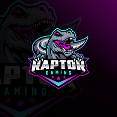 Raptor Esport Mascot Logo Design For Gaming - obrazy, fototapety, plakaty