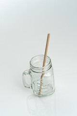 Bamboo drinking straws with Zero - waste. Ecological concept. Concept zero waste. Selective focus, copy space. white background.