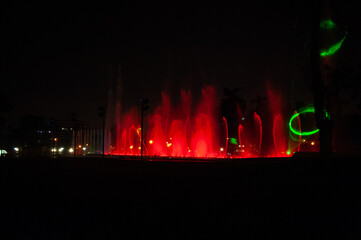 Water light games at the Magic Water Circuit (world's largest fountain complex), Park of the Reserve, Lima, Peru.