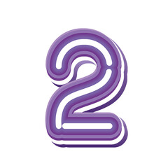 number 2 in purple neon font
