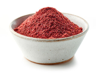 bowl of dried cranberry powder