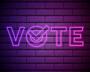 Voting button neon icon. Elements of election set. Simple icon for websites, web design, mobile app, info graphics
