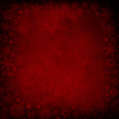 Red Winter Background with snowflakes. Christmas card