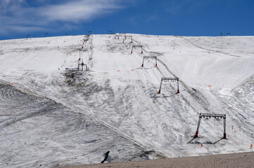 Les deux Alpes snowsports resort with year-round snow covering and skiable glacier at 3600 m altitude in summer