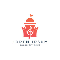 building and music negative space logo design