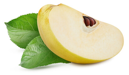 Fresh quince slice isolated on white