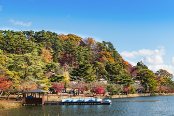 日本の紅葉の福島南湖公園