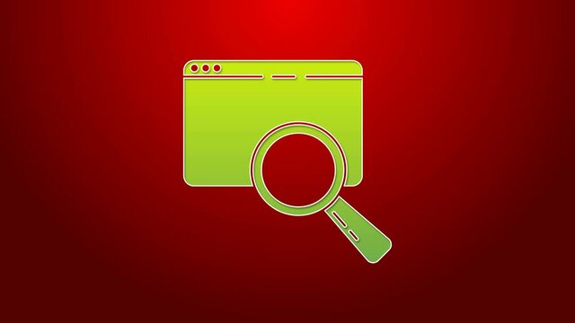 Green line Search in a browser window icon isolated on red background. 4K Video motion graphic animation