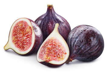 Organic fresh fig isolated on white. Full depth of field. Fig clipping path.