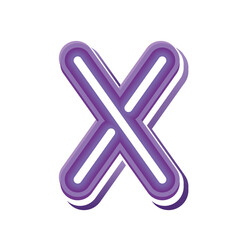 letter X in purple neon font