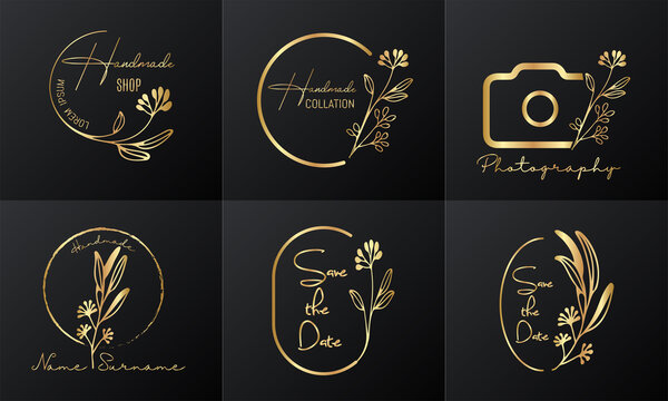 Feminine logo collections template Premium Vector. Set of luxury floral logos. Eps 10