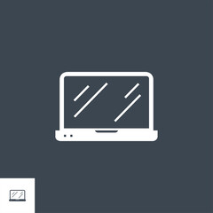 Laptop Related Vector Glyph Icon. Isolated on Black Background. Vector Illustration.