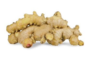 Fresh ginger on white background, herb medical concept(clipping path)