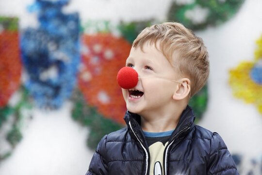 Cute Boy Wearing Clowns Nose