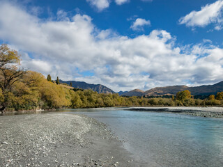 Obraz premium View of Shotover River from the Twin Rivers Trail, Queenstown Area, New Zealand 