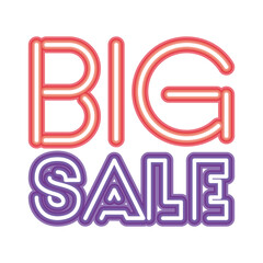 big sale lettering in neon font