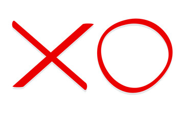 Obraz premium Red X and Zero. Realistic signs for the game. Stock image. EPS 10.