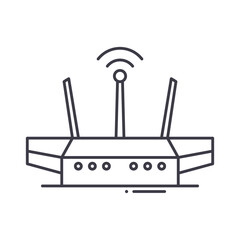Obraz premium Wifi router icon, linear isolated illustration, thin line vector, web design sign, outline concept symbol with editable stroke on white background.
