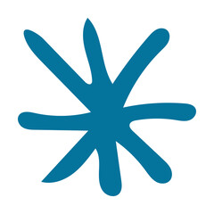 Fototapeta premium Hand drawn blue doodle sketch snowflake on white background.