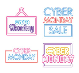 set of cyber monday and cyber monday sale lettering