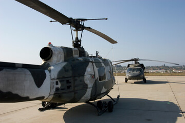 Fototapeta na wymiar UH-1 Huey and UH-60 Helicopters