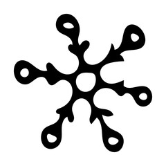 Hand drawn black and white doodle sketch snowflake.
