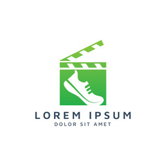 movie and shoes negative space logo design